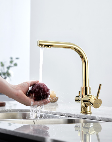 Смеситель для кухни Paulmark ESSEN Es213011-G на мойку золото - фото 4